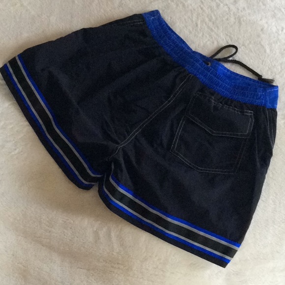 Swim Board Shorts Vintage Black and Cobalt Blue - Picture 2 of 6